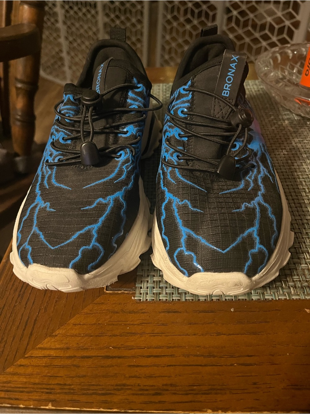 Bronax Kids Black Sneakers with Electric Blue Pattern
